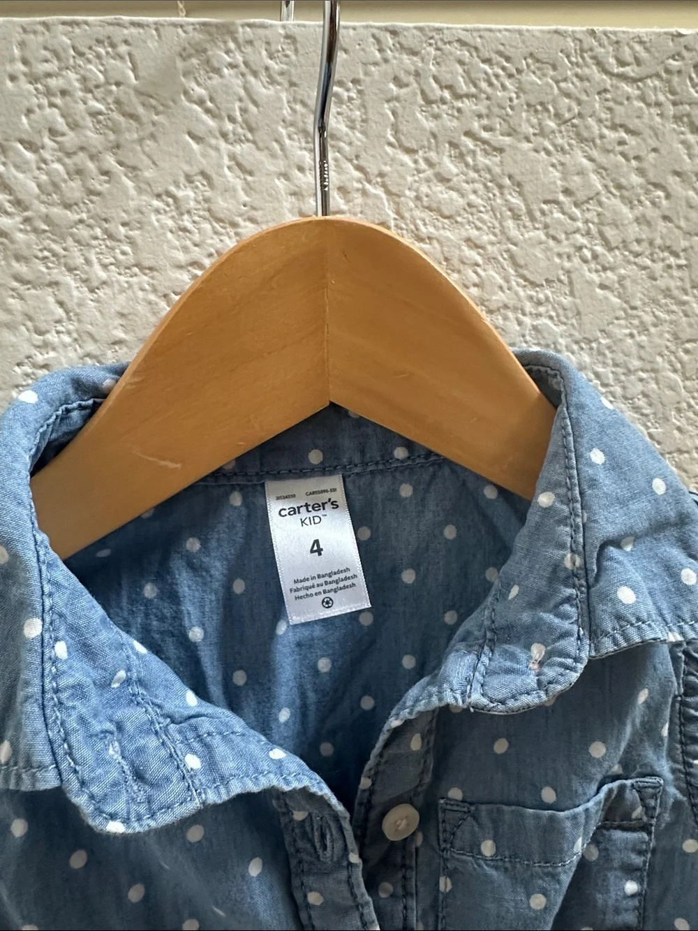 Carter's Blue Chambray Polka Dot Sleeveless Dress